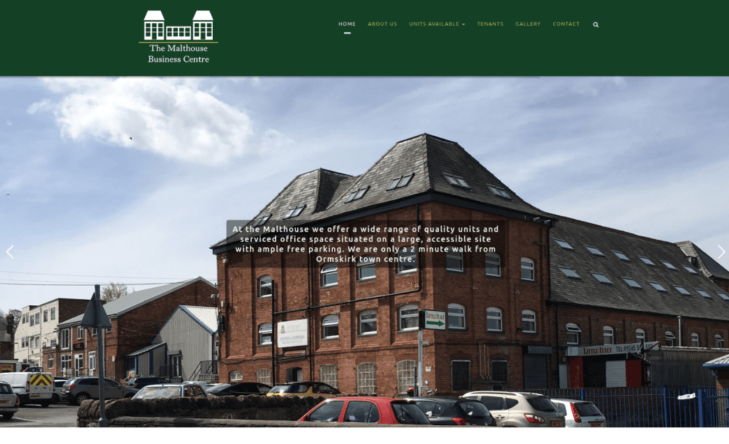 The Malthouse Business Centre redesigned homepage