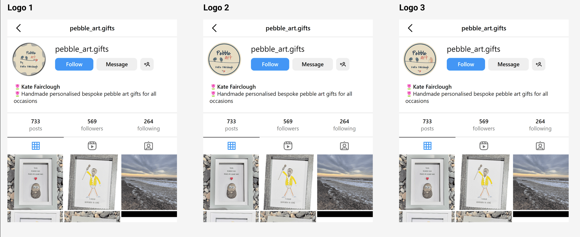 Mockup of second logo iteration in social media context